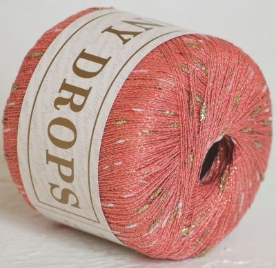 Пряжа SEAM Shiny Drops (513 светло-коралловый); Состав: 53% хлопок 42% полиэстер 5% полиамид; 25г/310м